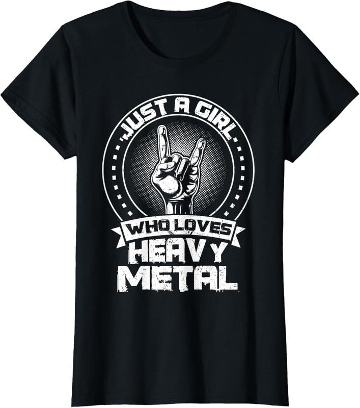 100% Cotton Just a Girl Who Loves Heavy Metal Heavy Metal T-Shirt Hoodie, Sweatshirt | GrindPrints.com