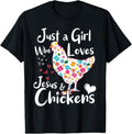 100% Cotton Just a Girl Who Loves Jesus and Chickens Whisperer Tee Women T-Shirt Hoodie, Sweatshirt | GrindPrints.com
