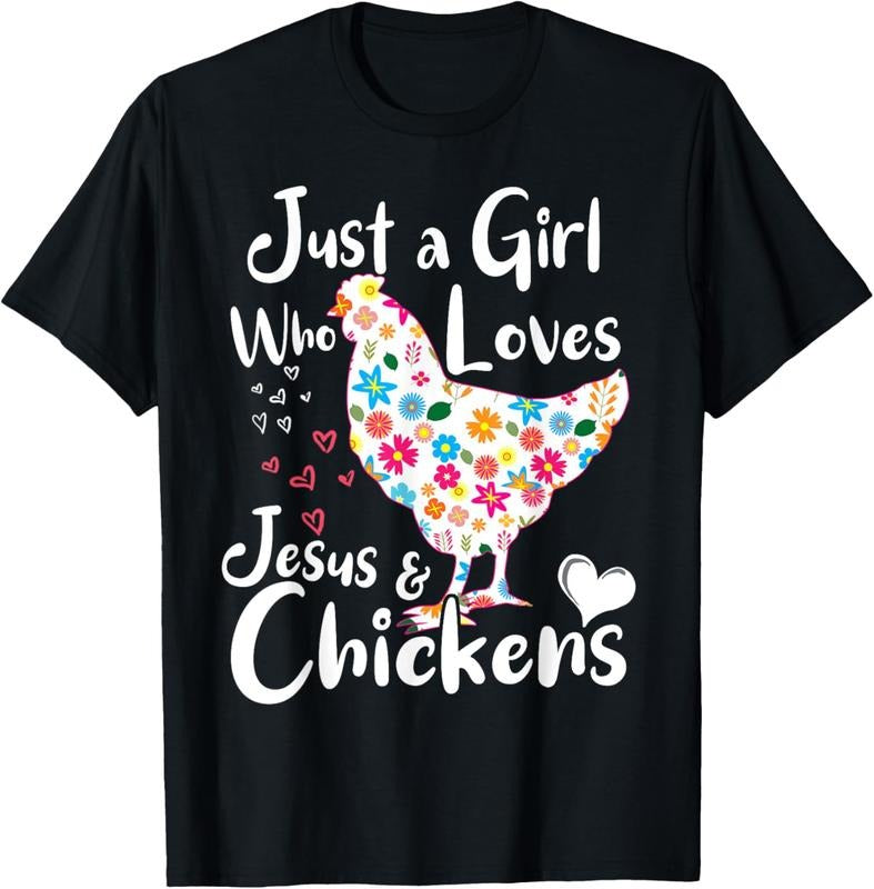 100% Cotton Just a Girl Who Loves Jesus and Chickens Whisperer Tee Women T-Shirt Hoodie, Sweatshirt | GrindPrints.com