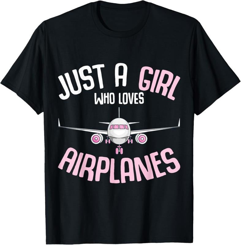 100% Cotton Just a Girl who loves Airplanes Plane Pilot Girls  T-Shirt Hoodie, Sweatshirt | GrindPrints.com