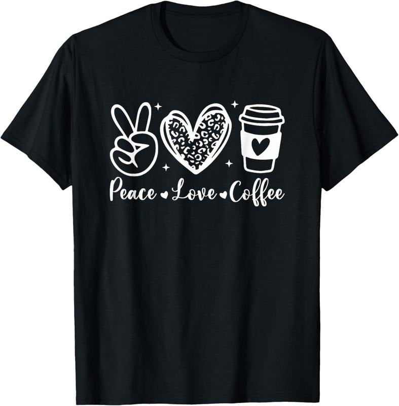 100% Cotton Leopard Peace Love Coffee Lovers Hippie T-Shirt Hoodie, Sweatshirt | GrindPrints.com