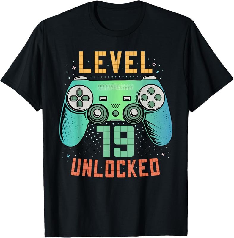 100% Cotton Level 19 Unlocked 19th Birthday Gamer Gifts 19 Year Old Male T-Shirt Hoodie, Sweatshirt | GrindPrints.com
