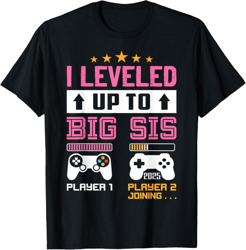 100% Cotton Leveled Up to Big Sister 2025 I'm Going to Be A Big Sis 2025 T-Shirt Hoodie, Sweatshirt | GrindPrints.com