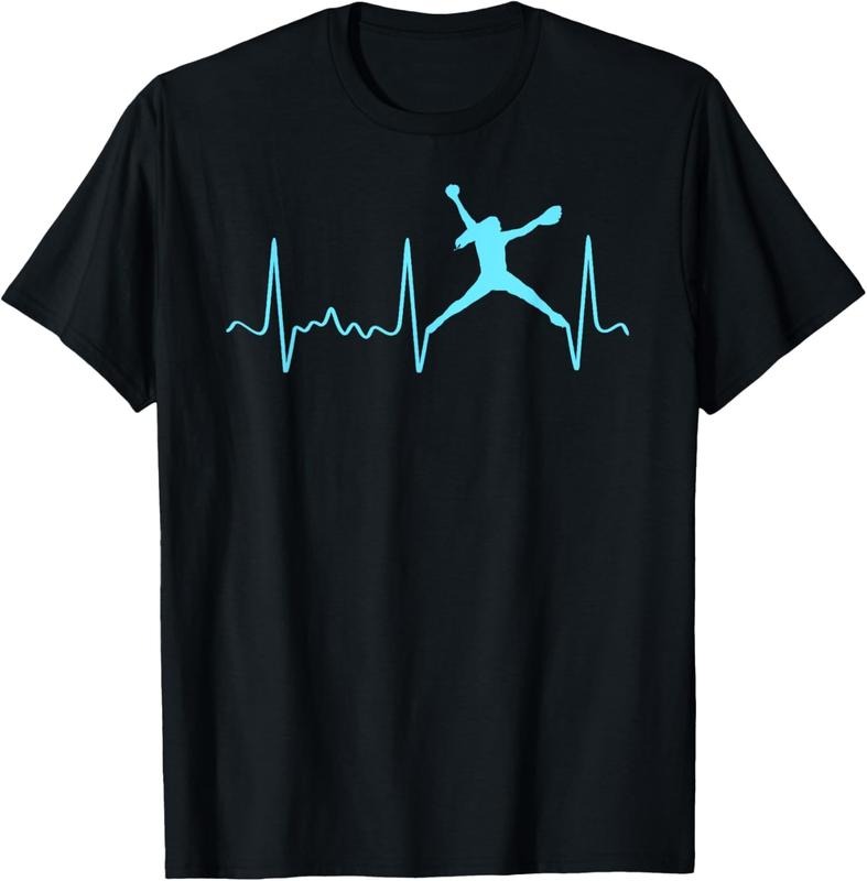 100% Cotton Light Blue Softball Pitcher Heartbeat - Fastpitch Softball T-Shirt Hoodie, Sweatshirt | GrindPrints.com