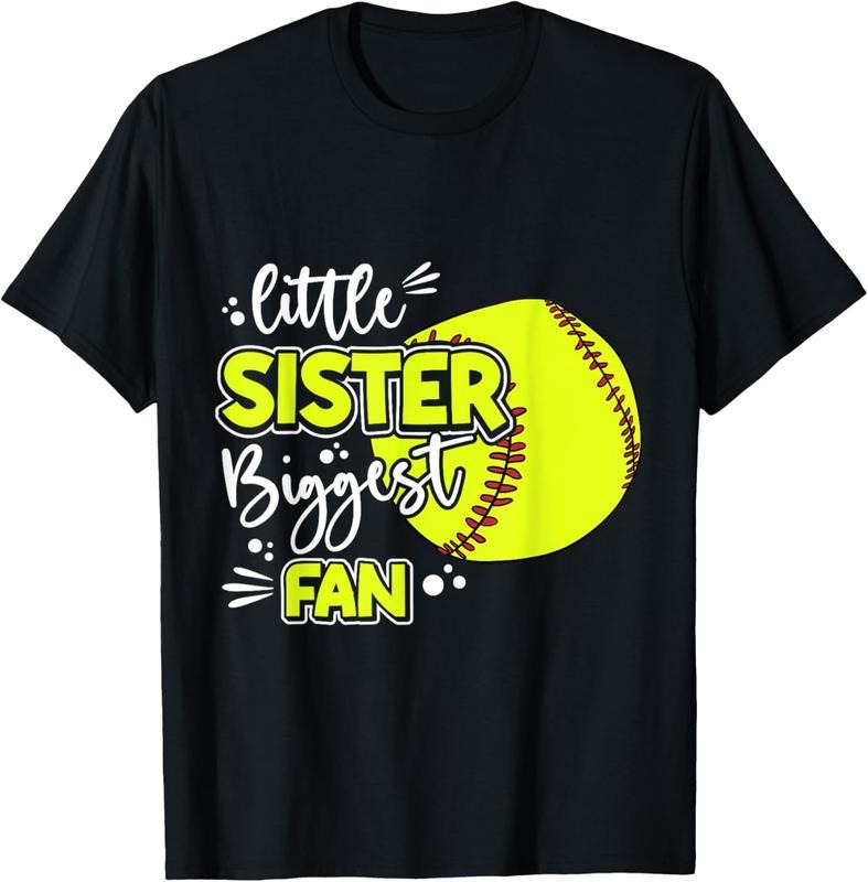100% Cotton Little Sister Biggest Fan Softball, Softball Girl T-Shirt Hoodie, Sweatshirt | GrindPrints.com