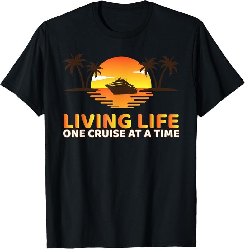 100% Cotton Living Life One Cruise At A Time Funny Cruise Ship T-Shirt Hoodie, Sweatshirt | GrindPrints.com
