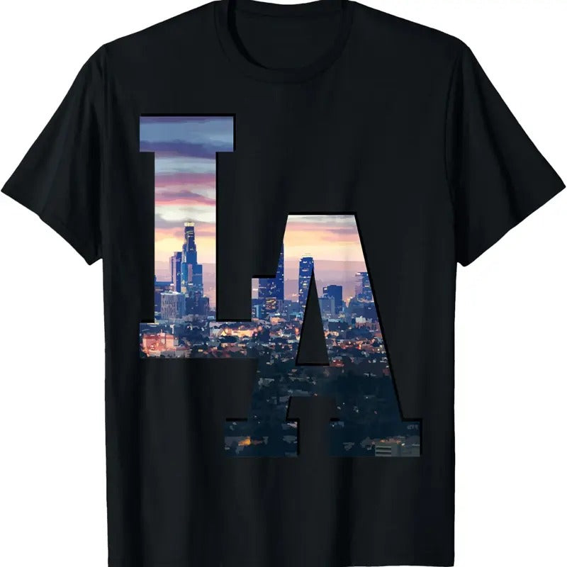 100% Cotton Los Angeles LA Skyline Vintage California LA T-Shirt Hoodie, Sweatshirt | GrindPrints.com