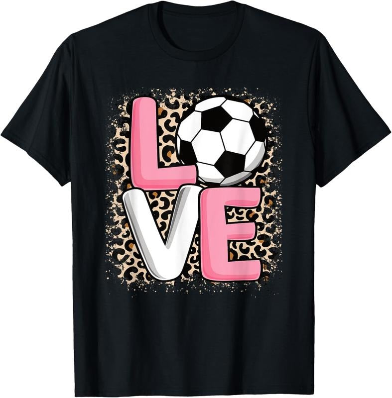 100% Cotton Love Soccer Leopard Print Women Girls Soccer Lover T-Shirt Hoodie, Sweatshirt | GrindPrints.com