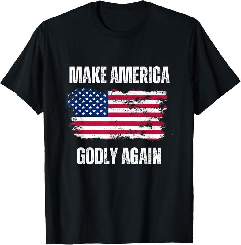 100% Cotton Make America Godly Again - Funny Patriotic USA Elections T-Shirt Hoodie, Sweatshirt | GrindPrints.com