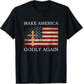 100% Cotton Make America Godly Again American Flag Cross Jesus T-Shirt Hoodie, Sweatshirt | GrindPrints.com