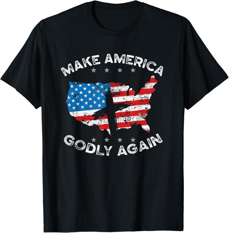 100% Cotton Make America Godly Again Proud American Christian Patriot T-Shirt Hoodie, Sweatshirt | GrindPrints.com