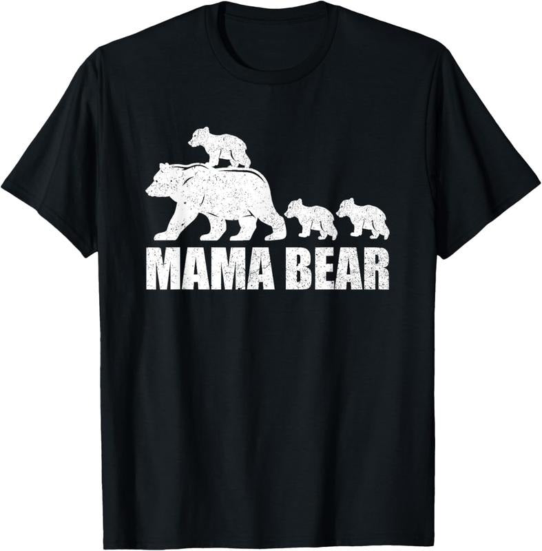 100% Cotton Mama Bear 3 Cubs Shirt Mama Bear Mom 3 Kid T-Shirts, Hoodie, Sweatshirt
