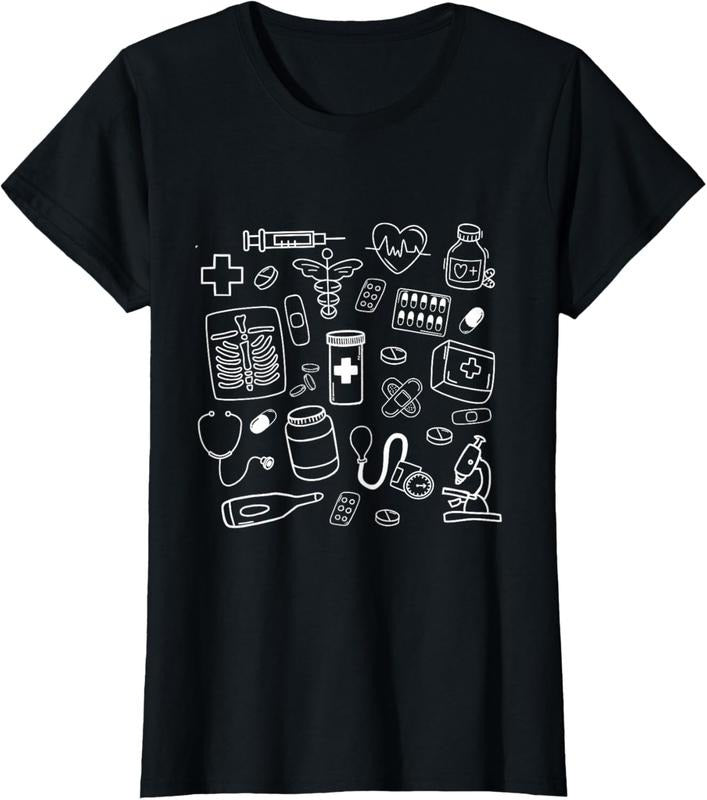 100% Cotton Medical Doodles Nurse Healthcare Profession Women T-Shirt Hoodie, Sweatshirt | GrindPrints.com