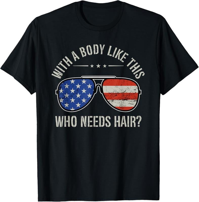 100% Cotton Mens With A Body Like This Who Needs Hair Bald Shaved T-Shirt Hoodie, Sweatshirt | GrindPrints.com