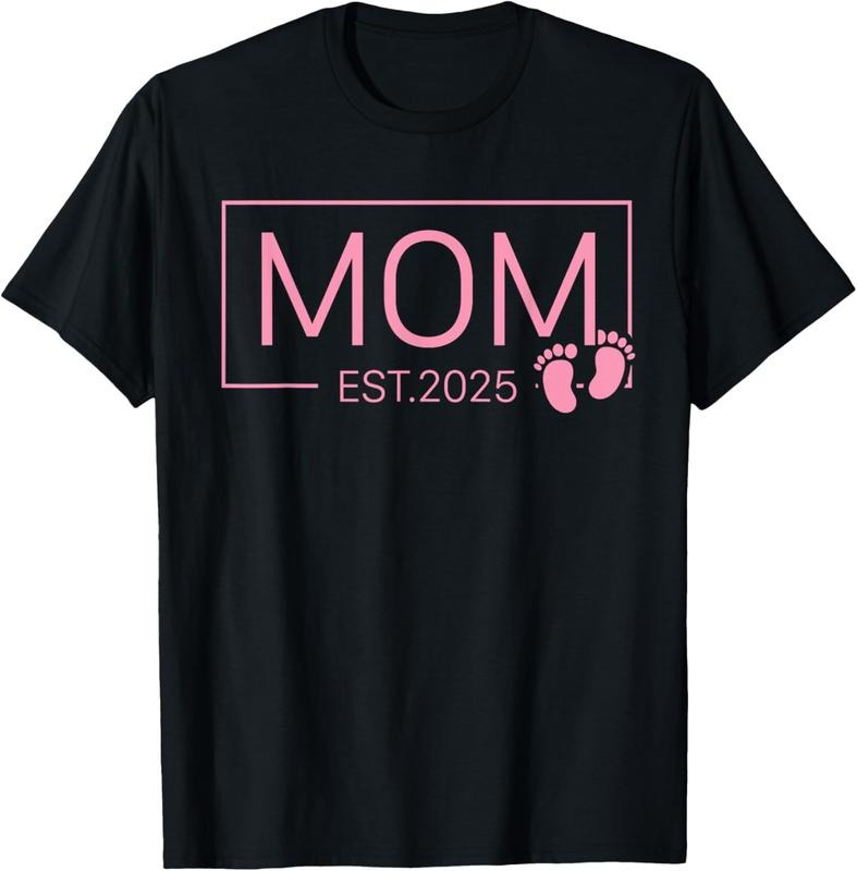 100% Cotton Mom Est 2025 New Mom Mommy Wife Girl Announcement T-Shirts, Hoodie, Sweatshirt