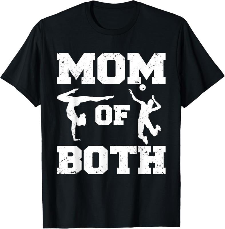 100% Cotton Mom Of Both Funny Volleyball Gymnastics Mom T-Shirt Hoodie, Sweatshirt | GrindPrints.com
