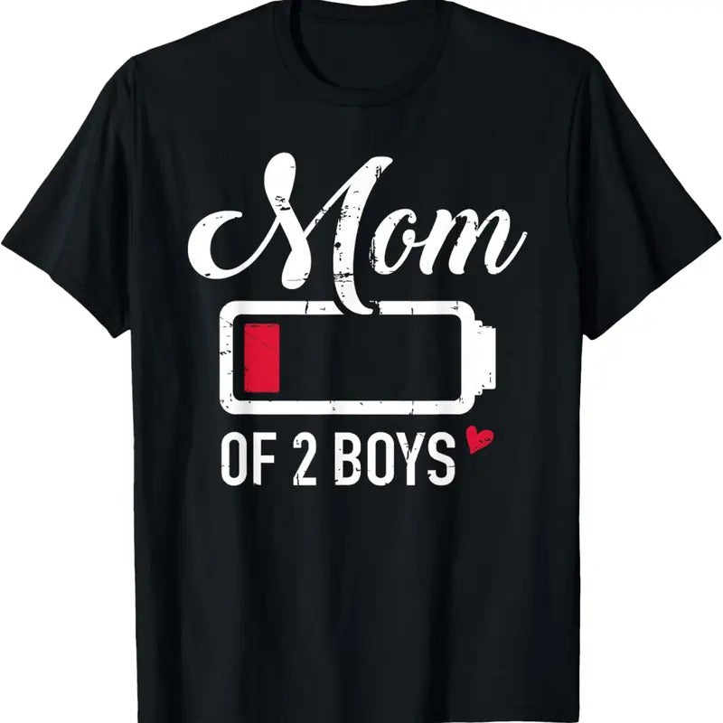 100% Cotton Mom of 2 boys low battery T-Shirt Hoodie, Sweatshirt | GrindPrints.com