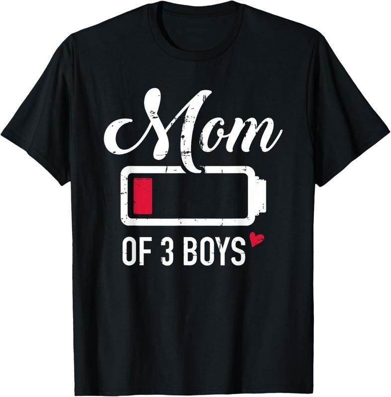 100% Cotton Mom of 3 boys low battery T-Shirt Hoodie, Sweatshirt | GrindPrints.com