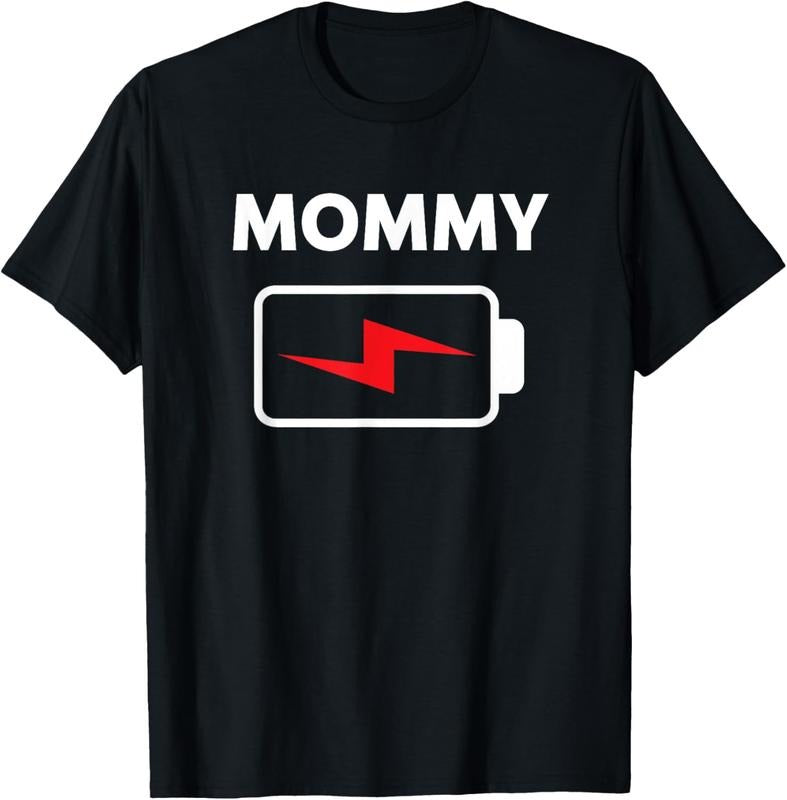 100% Cotton Mommy Shirt Women Battery Low Funny Family Matching T-Shirt Hoodie, Sweatshirt | GrindPrints.com