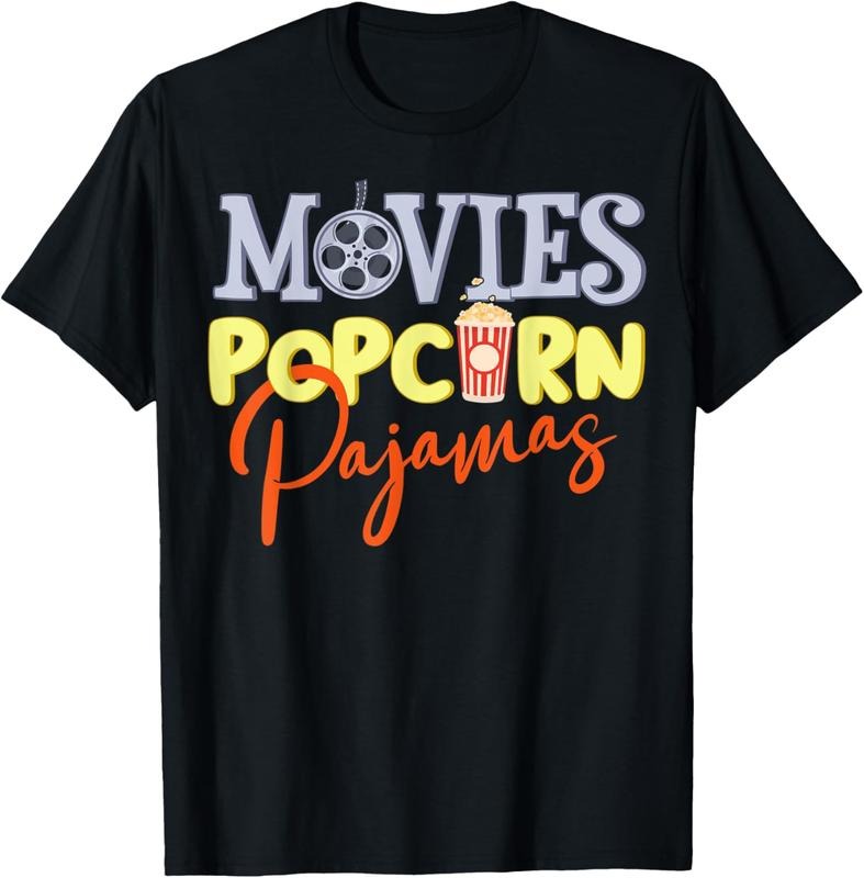 100% Cotton Movies Popcorn Pajamas Movie Night Movie Pajama Party T-Shirts, Hoodie, Sweatshirt