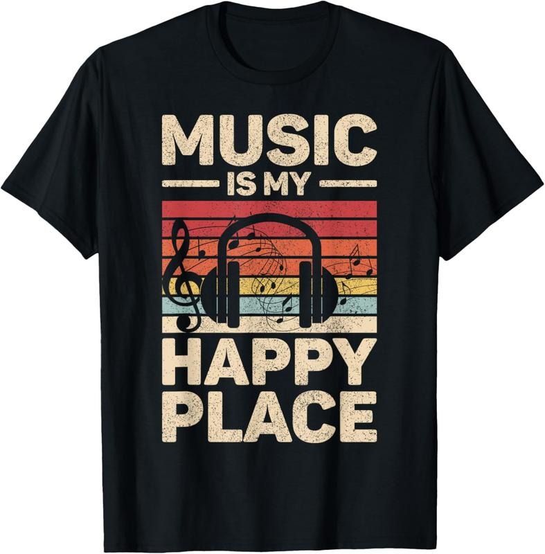 100% Cotton Music Is My Happy Place Musician Outfit EDM Music Lovers DJ T-Shirt Hoodie, Sweatshirt | GrindPrints.com