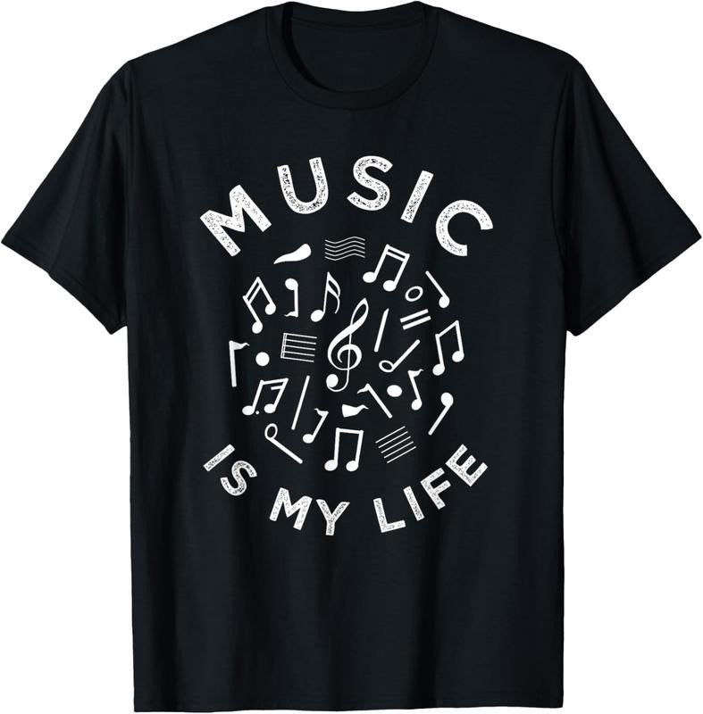 100% Cotton Music Is My Life T-Shirt, Musical Note Tee For Melody Lover Hoodie, Sweatshirt | GrindPrints.com