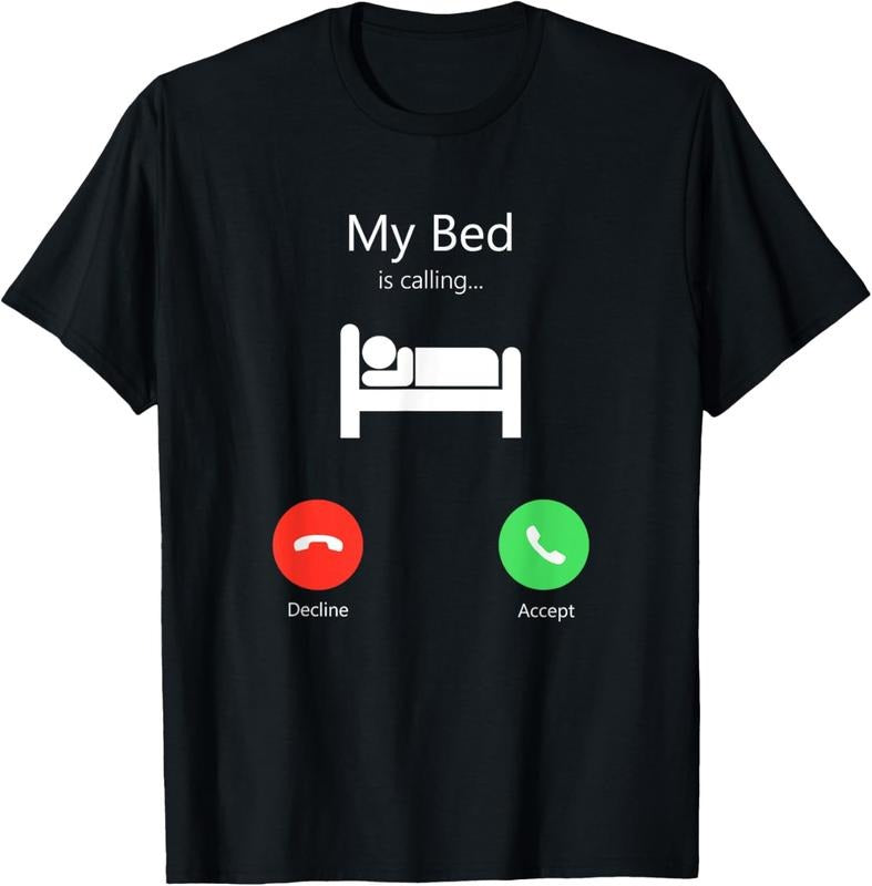 100% Cotton My Bed Is Calling Phone Screen T-Shirt Hoodie, Sweatshirt | GrindPrints.com