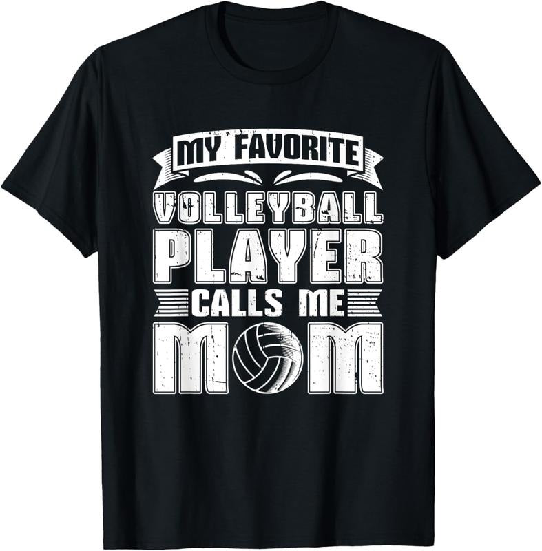 100% Cotton My Favorite Volleyball Player Calls Me Mom - Volleyball Mom T-Shirt Hoodie, Sweatshirt | GrindPrints.com