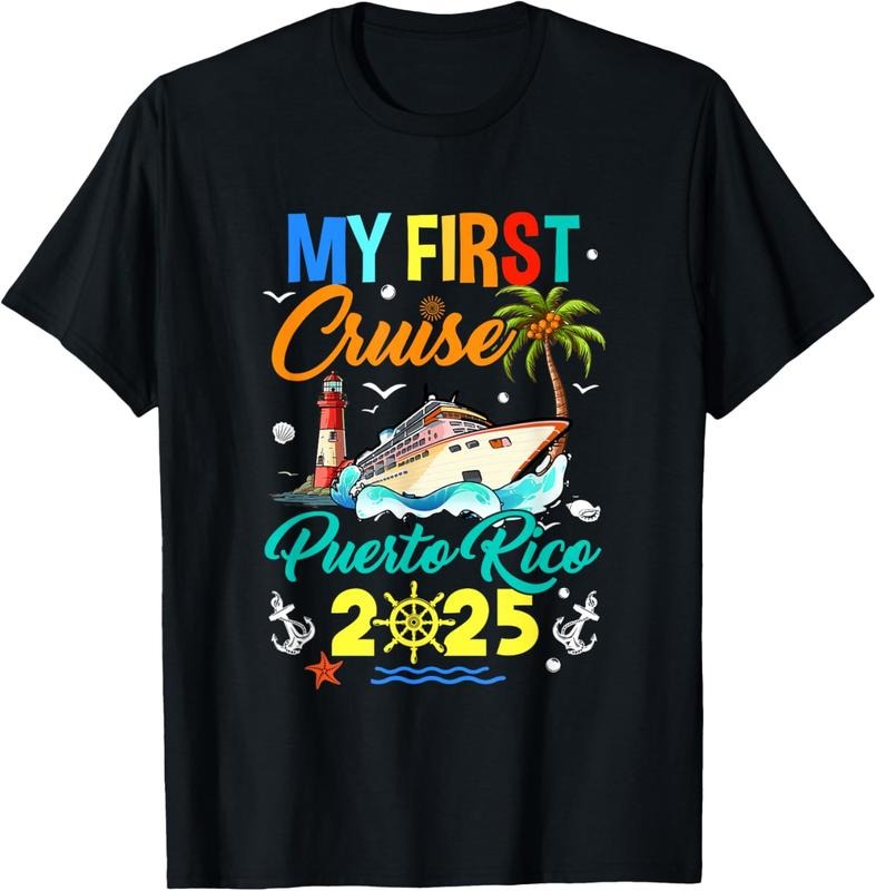 100% Cotton My First Cruise Puerto Rico 2025 Family Matching Vacation T-Shirt Hoodie, Sweatshirt | GrindPrints.com