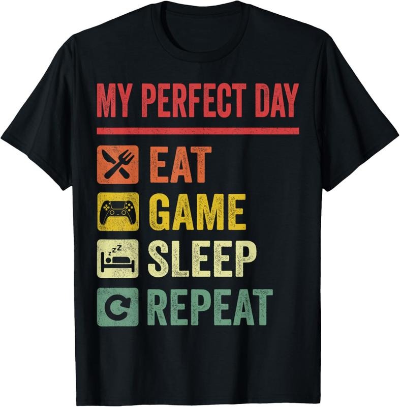 100% Cotton My Perfect Day Video Games T-Shirt Funny Cool Gamer Tee Gift T-Shirt Hoodie, Sweatshirt | GrindPrints.com