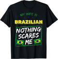 100% Cotton My Wife Is Brazilian Brazil Heritage Roots Flag Pride Short Sleeve T-Shirt Hoodie, Sweatshirt | GrindPrints.com