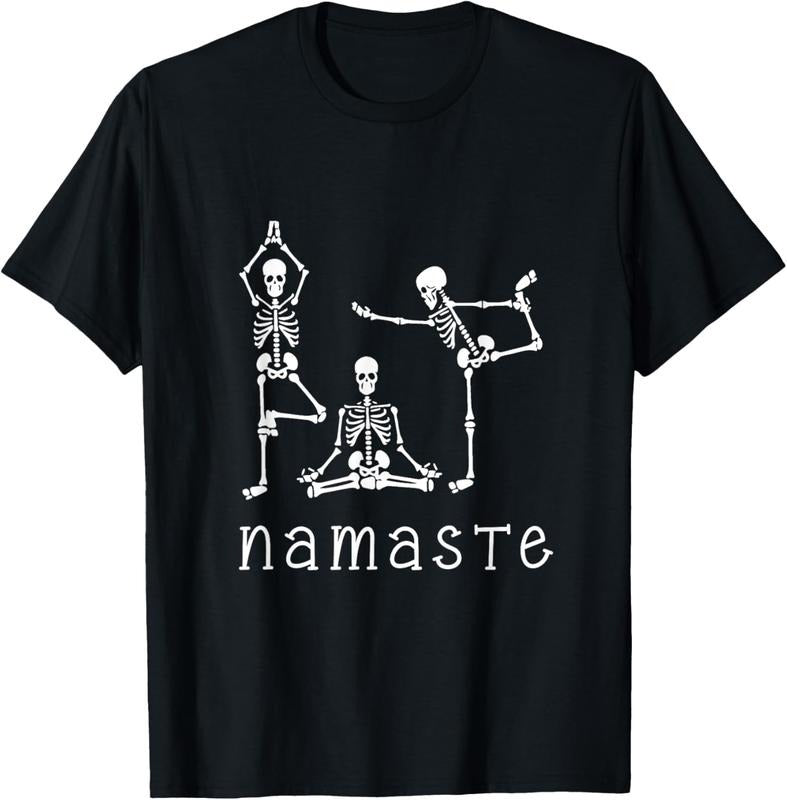 100% Cotton Namaste Skeletons Yoga Lover Gift for Yogi Workout Women T-Shirt Hoodie, Sweatshirt | GrindPrints.com