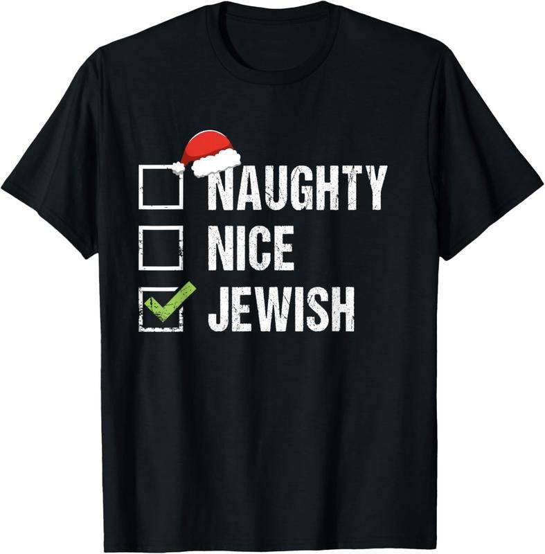 100% Cotton Naughty Nice Jewish Shirt Santa Jew Christmas Gift Hanukkah T-Shirt Hoodie, Sweatshirt | GrindPrints.com