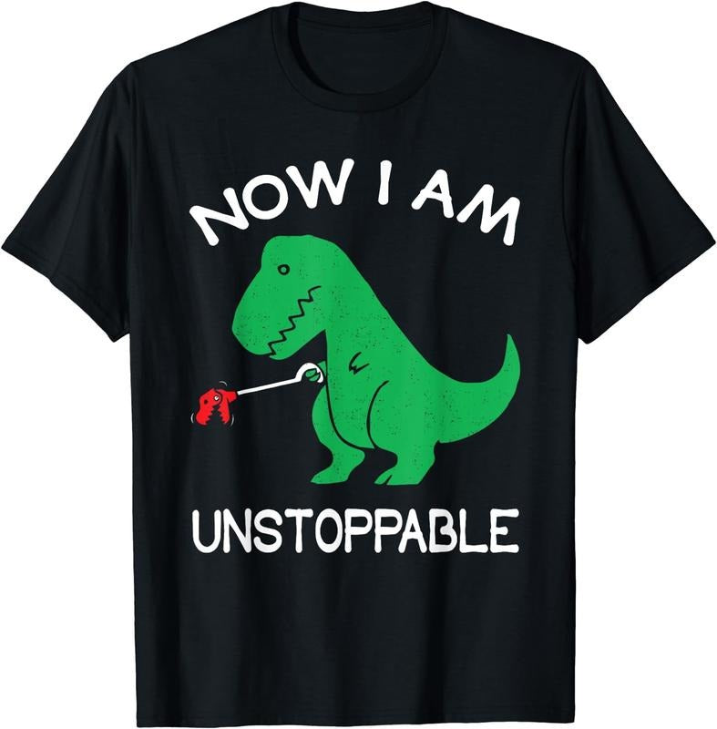 [100% Cotton]Now I Am Unstoppable Funny T-Rex T-Shirt Black Hoodie, Sweatshirt | GrindPrints.com