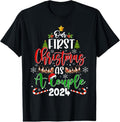 100% Cotton Our First Christmas As A Couple 2024 Xmas Love Couple Pajama T-Shirt Hoodie, Sweatshirt | GrindPrints.com