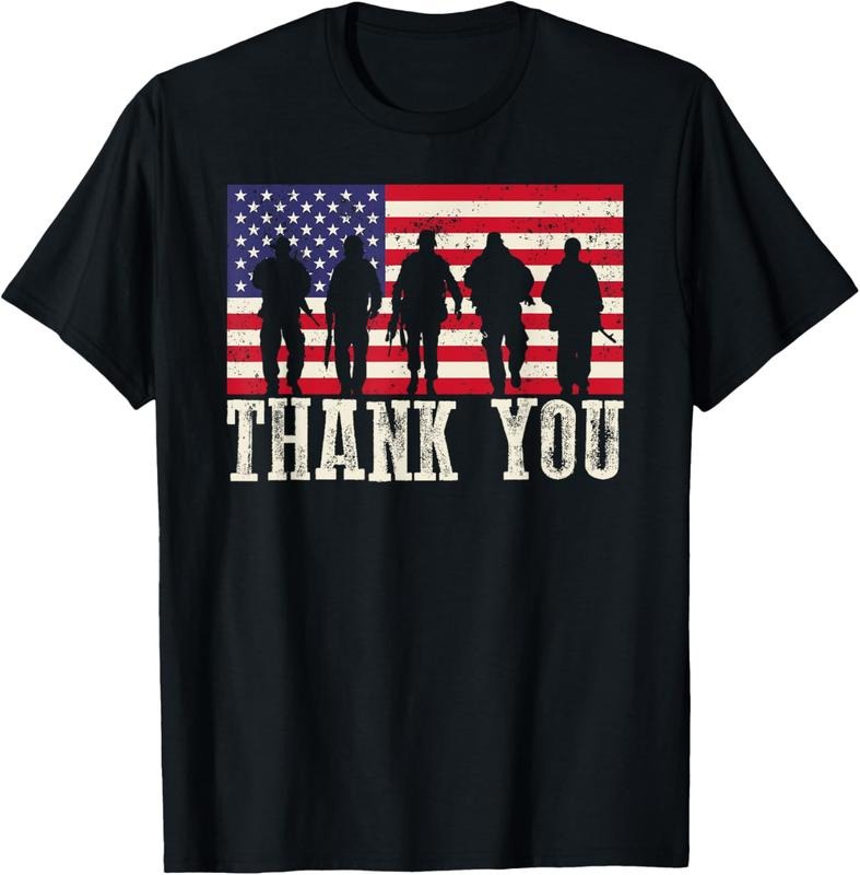 100% Cotton Patriotic American Flag Thank You For Men Women  Girl Boy Shirt T-Shirt Hoodie, Sweatshirt | GrindPrints.com