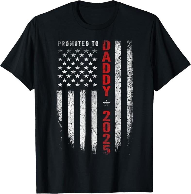 100% Cotton Patriotic Mens Promoted To Daddy Est 2025 First Time Dad T-Shirt Hoodie, Sweatshirt | GrindPrints.com