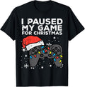 100% Cotton Paused My Game Christmas Gamer Xmas Men Boys Youth Teen T-Shirt Hoodie, Sweatshirt | GrindPrints.com