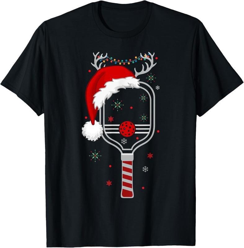 100% Cotton Pickleball Player Christmas Holiday Reindeer Xmas Women Tees T-Shirt Hoodie, Sweatshirt | GrindPrints.com