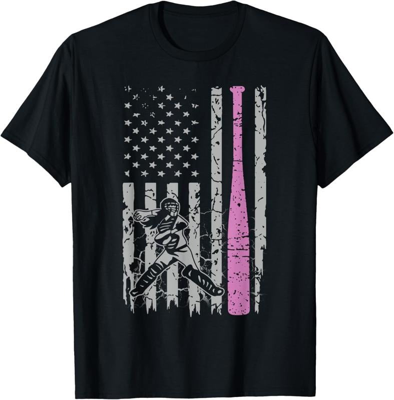 100% Cotton Pink Girls Softball Tee - American Softball For Youth Girls T-Shirt Hoodie, Sweatshirt | GrindPrints.com