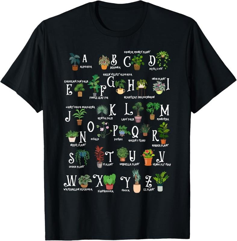 100% Cotton Plant Alphabet Gardener Gardening Plant Lover Women Men T-Shirt Hoodie, Sweatshirt | GrindPrints.com