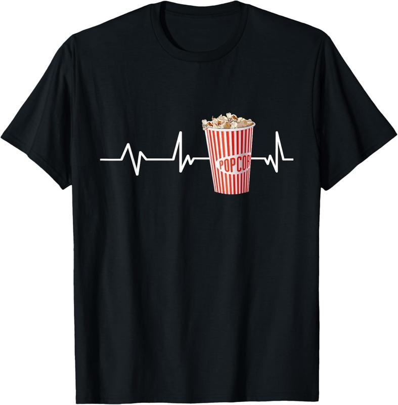 100% Cotton Popcorn Heartbeat Popcorn Gift Popcorn T-Shirt Hoodie, Sweatshirt | GrindPrints.com