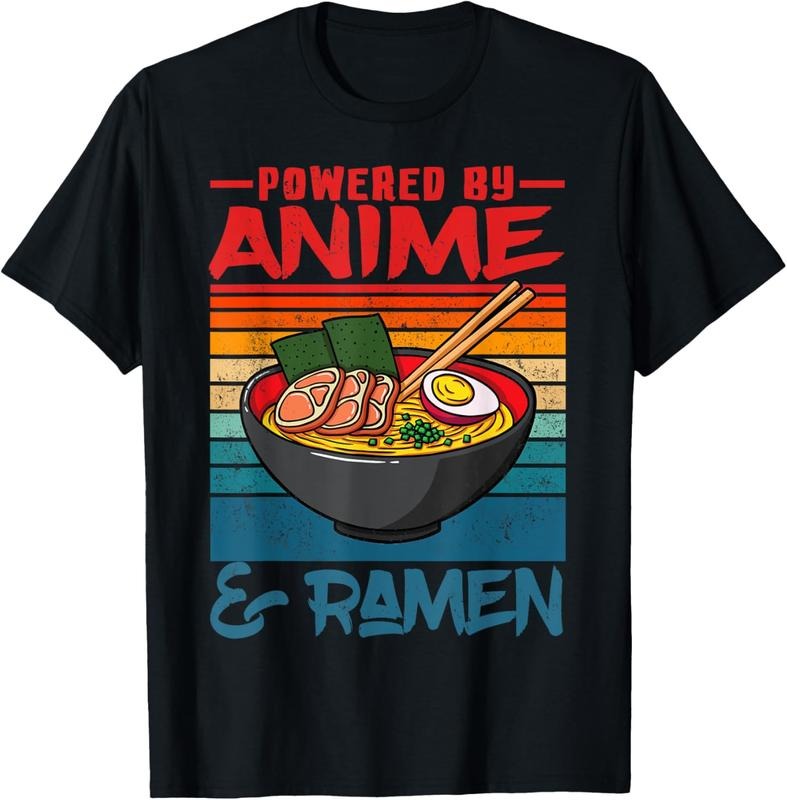 100% Cotton Powered By Anime & Ramen Love Anime Noodles Mens Women  T-Shirt Hoodie, Sweatshirt | GrindPrints.com