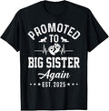 100% Cotton Promoted To Big Sister Again Est 2025 Pregnancy Announcement T-Shirt Hoodie, Sweatshirt | GrindPrints.com