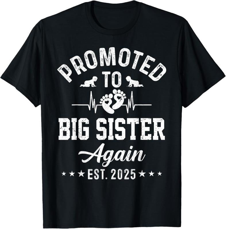 100% Cotton Promoted To Big Sister Again Est 2025 Pregnancy Announcement T-Shirt Hoodie, Sweatshirt | GrindPrints.com