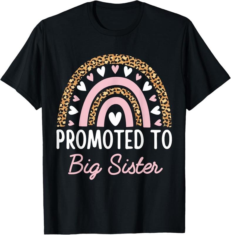 100% Cotton Promoted To Big Sister Teen Girls Women Rainbow Leopard 2025 T-Shirt Hoodie, Sweatshirt | GrindPrints.com