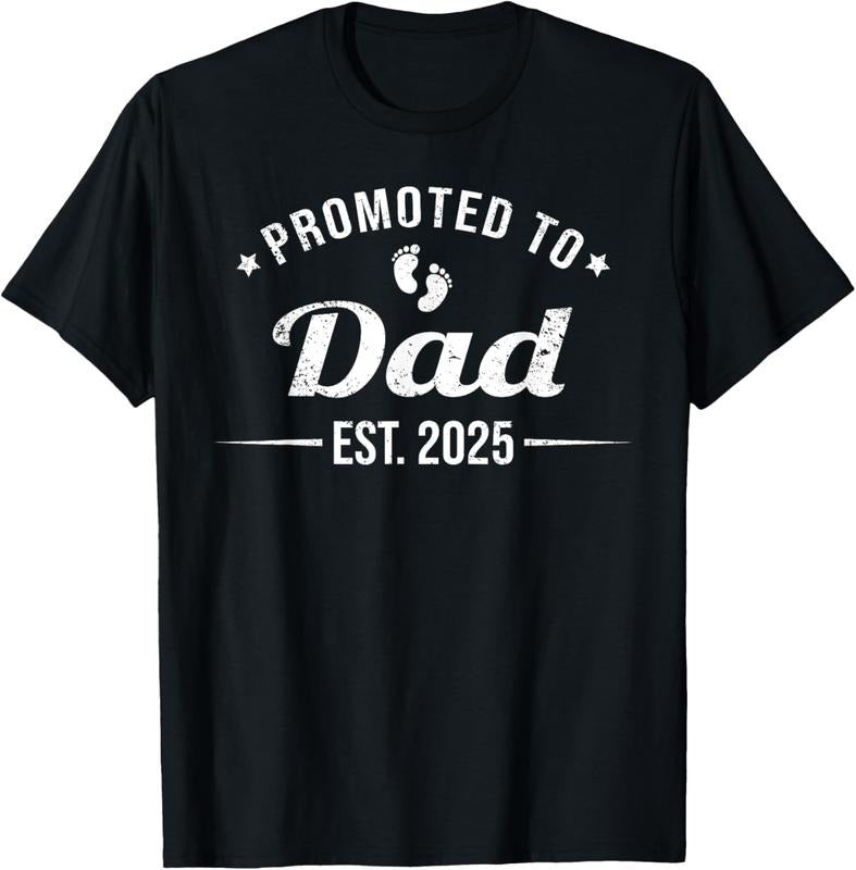 100% Cotton Promoted To Dad EST. 2025 Funny Soon To Be Dad T-Shirt Hoodie, Sweatshirt | GrindPrints.com