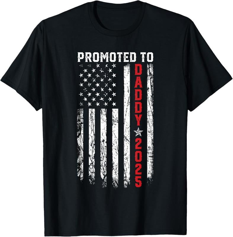 100% Cotton Promoted To Daddy Est 2025 Patriotic First-Time Dad, New Dad T-Shirt Hoodie, Sweatshirt | GrindPrints.com
