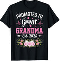 100% Cotton Promoted To Great Grandma Est 2025 First Time New Grandma T-Shirt Hoodie, Sweatshirt | GrindPrints.com