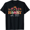 100% Cotton Promoted To Great Nanny Est. 2025 Groovy Future Great Nanny T-Shirt Hoodie, Sweatshirt | GrindPrints.com